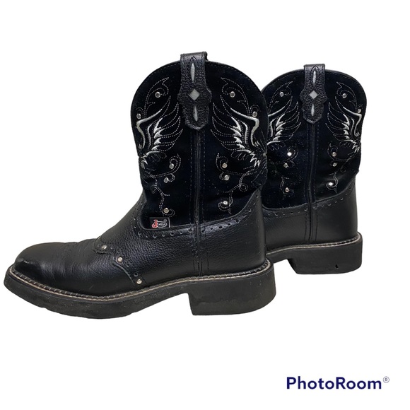 Justin Boots Shoes Justin Womens Gypsy Mandra Black Leathersuede